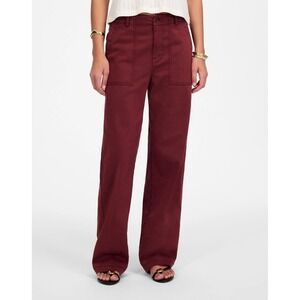 NWT Madewell Petite Low Slung Baggy Utility Pants Vintage‎ Burgundy P25 NS507